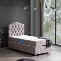 Setay Zümrüt 90x200 cm Başlıklı Sandıklı Tek Kişilik Baza Seti Gri