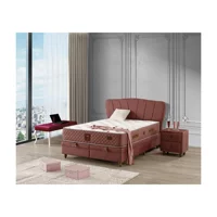 Mobilya Dükkanım Pink 90x200 cm Başlıklı Yataklı Sandıklı Tek Kişilik Baza Seti Kırmızı