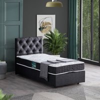 Setay Eylül 90x190 cm Başlıklı Yataklı Sandıklı Tek Kişilik Baza Seti Antrasit
