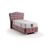 Mobilya Dükkanım Angel- Smart 120x200 cm Başlıklı Yataklı Sandıklı Tek Kişilik Baza Seti Pembe