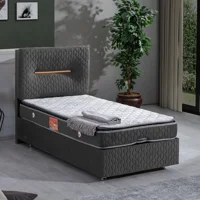 Setay Astra 90x190 cm Başlıklı Yataklı Sandıklı Tek Kişilik Baza Seti Antrasit