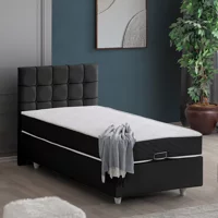 Setay Tavira 90x190 cm Başlıklı Yataklı Sandıklı Tek Kişilik Baza Seti Antrasit