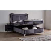 Mobilya Dükkanım Elegance 120x200 cm Başlıklı Yataklı Sandıklı Tek Kişilik Baza Seti Siyah