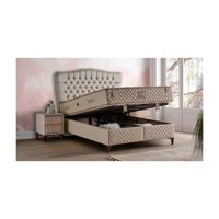 Mobilya Dükkanım Roleks 90x190 cm Başlıksız Sandıklı Tek Kişilik Baza Seti Krem