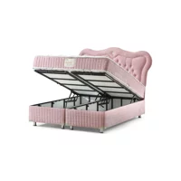 Belletto Valencia 100x200 cm Başlıklı Yataklı Sandıklı Tek Kişilik Baza Seti Pembe