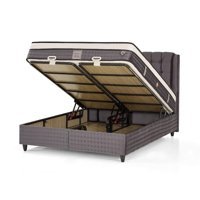 Mobilya Dükkanım Prime 100x200 cm Başlıklı Sandıklı Tek Kişilik Baza Seti Gri