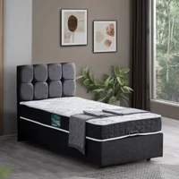 Setay Berlin 100x200 cm Başlıklı Yataklı Sandıklı Tek Kişilik Baza Seti Antrasit Gri