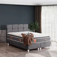 Cesur Gümüş 90x200 cm Başlıklı Yataklı Sandıklı Tek Kişilik Baza Seti Antrasit