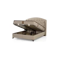 Mobilya Dükkanım Merlin 120x200 cm Başlıklı Yataklı Sandıklı Tek Kişilik Baza Seti Bej