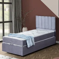 Setay Cesur 120x200 cm Başlıklı Yataklı Sandıklı Tek Kişilik Baza Seti Açık Gri