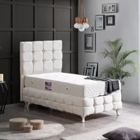 Setay Duke Lüx 120x200 cm Başlıklı Sandıklı Tek Kişilik Baza Seti Krem