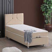 Setay Wick 120x200 cm Başlıklı Yataklı Sandıklı Tek Kişilik Baza Seti Bej