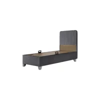 Cadde Yıldız Dream 90x190 cm Başlıklı Sandıklı Tek Kişilik Baza Seti Gri