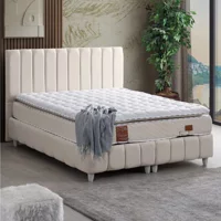 Cesur Narva 120x200 cm Başlıklı Yataklı Sandıklı Tek Kişilik Baza Seti Krem