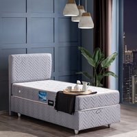 Setay Kristal 90x200 cm Başlıklı Sandıklı Tek Kişilik Baza Seti Gri
