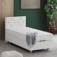 Cesur Glamis 100x200 cm Başlıklı Yataklı Sandıklı Tek Kişilik Baza Seti Beyaz
