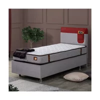 Setay Flora 90x200 cm Başlıklı Yataklı Sandıklı Tek Kişilik Baza Seti Gri