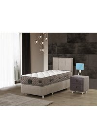 Mobilya Dükkanım Eko Plus 90x190 cm Başlıklı Yataklı Sandıklı Tek Kişilik Baza Seti Krem