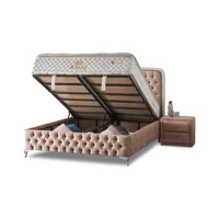 Mobilya Dükkanım King 90x190 cm Başlıksız Sandıklı Tek Kişilik Baza Seti Krem
