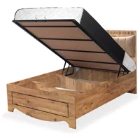 Setay Papatya 90x190 cm Başlıklı Sandıklı Tek Kişilik Baza Seti Kahverengi