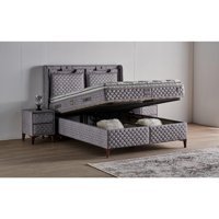 Mobilya Dükkanım Truva 120x200 cm Başlıksız Sandıklı Tek Kişilik Baza Seti Siyah