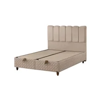 Mobilya Dükkanım Gold 100x200 cm Başlıksız Sandıklı Tek Kişilik Baza Seti Krem
