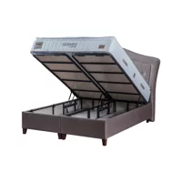 Decomo Home Monarch 140x190 cm Başlıklı Yataklı Sandıklı Tek Kişilik Baza Seti Gri