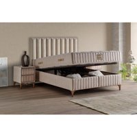 Mobilya Dükkanım Lidya 100x200 cm Başlıksız Sandıklı Tek Kişilik Baza Seti Beyaz