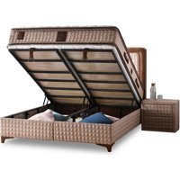 Mobilya Dükkanım Majesty 90x190 cm Başlıklı Sandıklı Tek Kişilik Baza Seti Krem
