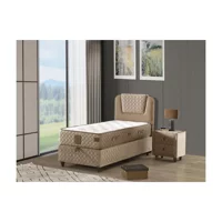 Mobilya Dükkanım Relax 2 100x200 cm Başlıklı Yataklı Sandıklı Tek Kişilik Baza Seti Bej