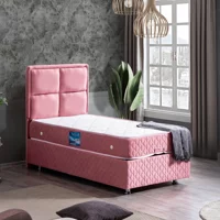 Setay Grand 90x190 cm Başlıklı Yataklı Sandıklı Tek Kişilik Baza Seti Pembe