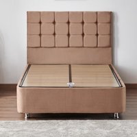 Niron Yatak Rama 120x200 cm Başlıklı Yataklı Sandıklı Tek Kişilik Baza Seti Sütlü Kahve