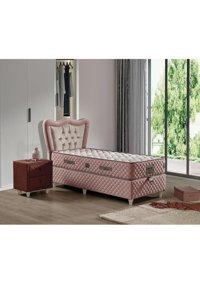 Mobilya Dükkanım Hanzade 120x200 cm Başlıklı Yataklı Sandıklı Tek Kişilik Baza Seti Pembe