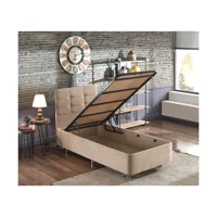 Niron Yatak Polo 100x200 cm Başlıklı Sandıklı Tek Kişilik Baza Seti Açık Kahve