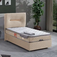 Setay Astra 90x200 cm Başlıklı Yataklı Sandıklı Tek Kişilik Baza Seti Bej