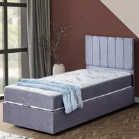 Cesur Cesur 100x200 cm Başlıklı Yataklı Sandıklı Tek Kişilik Baza Seti Gri