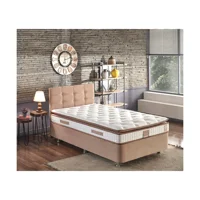 Niron Yatak Queen 120x200 cm Başlıklı Yataklı Sandıklı Tek Kişilik Baza Seti Kahverengi