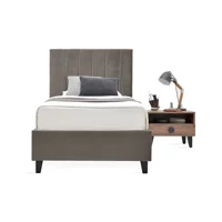 Enza Home Orlando 100x200 cm Başlıklı Yataklı Sandıklı Tek Kişilik Baza Seti Gri