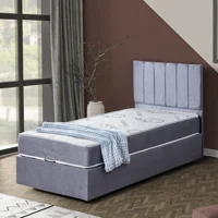 Cesur Letto 100x200 cm Başlıklı Yataklı Sandıklı Tek Kişilik Baza Seti Gri