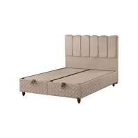 Mobilya Dükkanım Gold 90x190 cm Başlıklı Sandıklı Tek Kişilik Baza Seti Krem