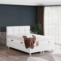 Cesur Gümüş 90x190 cm Başlıklı Yataklı Sandıklı Tek Kişilik Baza Seti Beyaz