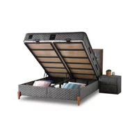 Mobilya Dükkanım Relax 100x200 cm Başlıklı Sandıklı Tek Kişilik Baza Seti Gri