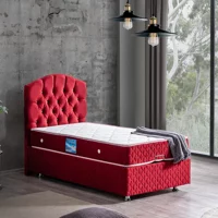 Setay Zümrüt 90x190 cm Başlıklı Sandıklı Tek Kişilik Baza Seti Bordo