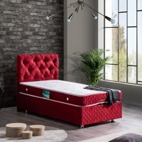 Setay Vita 120x200 cm Başlıklı Yataklı Sandıklı Tek Kişilik Baza Seti Bordo