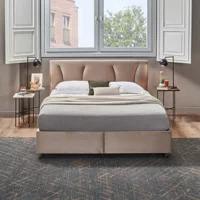 Yataş Bedding Somni 90x190 cm Başlıklı Yataklı Sandıklı Tek Kişilik Baza Seti Bej