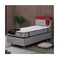 Setay Flora 90x190 cm Başlıklı Yataklı Sandıklı Tek Kişilik Baza Seti Gri