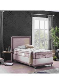 Weltew Home Karamel Başlıklı Sandıklı Tek Kişilik Baza Seti Pembe