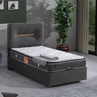 Setay Astra 100x200 cm Başlıklı Sandıklı Tek Kişilik Baza Seti Antrasit