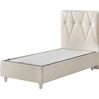 Belletto 90x190 cm Başlıklı Sandıklı Tek Kişilik Baza Seti Krem