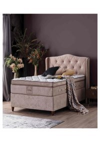 Weltewhome Ottoman 100x200 cm Başlıklı Sandıklı Tek Kişilik Baza Seti Krem